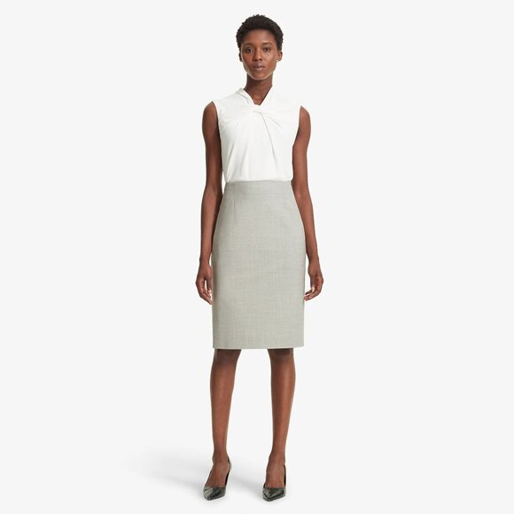 MM Lafleur Cobble Hill Pencil Skirt Womens Size 6 Light Grey Washable Wool NWT - Picture 1 of 8